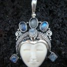 Silver 6 Rainbow Moonstone Goddess Pendant GDP-234-KT