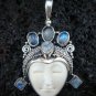 Silver 6 Rainbow Moonstone Goddess Pendant GDP-234-KT