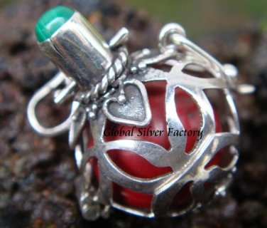 925 Silver Malachite Harmony Ball Pendant HB-118-KT