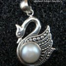 Sterling Silver & Pearl Swan Pendant SP-689-NY