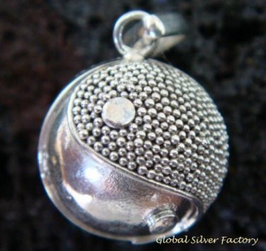 925 Silver Ying Yang 14mm Chime Ball Pendant CH-313-KT