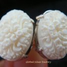 Sterling Silver Carved Flower Design Earrings ER-509-KA