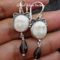 Sterling Silver Carved Ox Bone & Smokey Quartz Earrings GDE-1170-NY