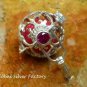 Large 28-MM Sterling Silver Harmony Ball, Mexican Bola Pendant with Garnet Stone HB-390-KT