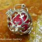 Large 28-MM Sterling Silver Harmony Ball, Mexican Bola Pendant with Garnet Stone HB-390-KT