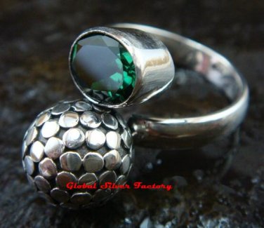 New Model Bali Sterling Silver Dot Ring w/ Gem RI-361-KT