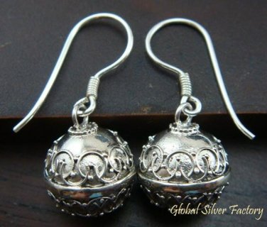 Sterling Silver Balinese Chiming Ball Earrings CBE