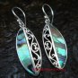 Sterling Silver Bali Ornate Paua Shell Earrings ER-619-KT