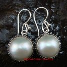 Sterling Silver (17mm) Genuine Freshwater Pearl Bali Earrings ER-624-KT