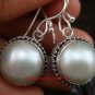 Sterling Silver (17mm) Genuine Freshwater Pearl Bali Earrings ER-624-KT