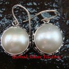 Sterling Silver (19mm ) Genuine Freshwater Pearl Bali Earrings ER-649-KT