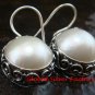 Sterling Silver (19mm ) Genuine Freshwater Pearl Bali Earrings ER-649-KT