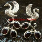 Exclusive Sterling Silver Swan Bird & Garnet Gemstone Earrings ER-656-KT