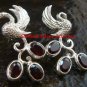 Exclusive Sterling Silver Swan Bird & Garnet Gemstone Earrings ER-656-KT