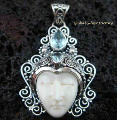 Sterling Silver Blue Topaz Goddess Pendant GDP-295-PS