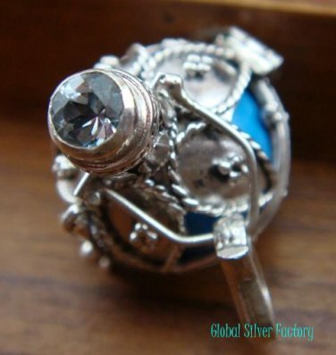 925 Silver & Topaz Blue Harmony Ball Pendant HB-254-KT