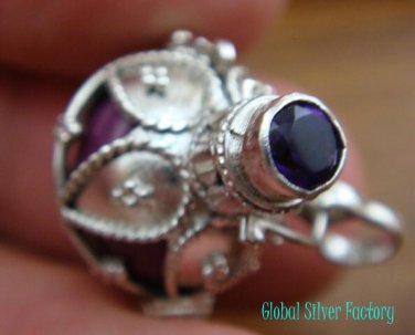 925 Silver Amethyst Purple Harmony Ball Pendant HB-255-KT