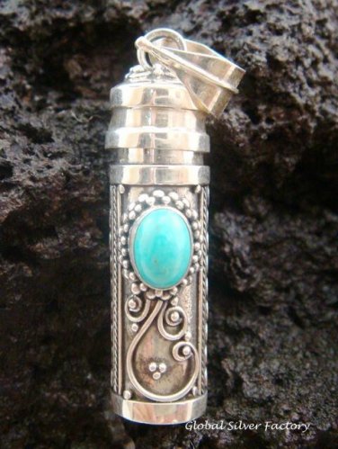 Sterling Silver Turquoise Perfume Bottle Pendant PP-131-NY