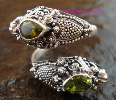Sterling Silver Peridot Snake Ring RI-100-KA