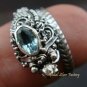 Sterling Silver & Blue Topaz Snake Ring RI-216-KA