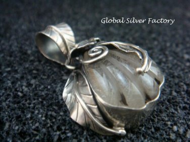 Sterling Silver & Rutilite Quartz Leaf Design Healing Pendant SP-712-NY