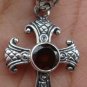 Sterling Silver & Garnet Christian Cross Pendant SP-695-PS