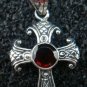 Sterling Silver & Garnet Christian Cross Pendant SP-695-PS