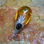 Silver Onyx Synthetic Amber Teardrop pendant SJ-226-KA