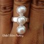 Sterling Silver Triple Freshwater Pearl Bali Handmade Ring RI-392-KT