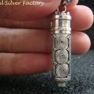 Sterling Silver Spiral Cremation Perfume Pendant w Topaz PP-433-KA
