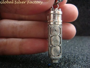 Sterling Silver Spiral Cremation Perfume Pendant w Topaz PP-433-KA