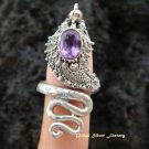 Silver & Amethyst Snake Ring RI-252-NY