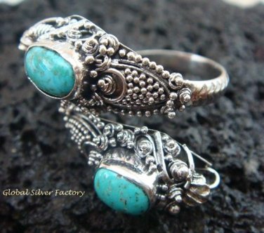 925 Silver Turquoise Double Head Snake Ring RI-272-KT