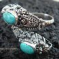 925 Silver Turquoise Double Head Snake Ring RI-272-KT