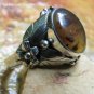 Large Sterling Silver Flower Design Ring w Genuin Amber RI-657-NY
