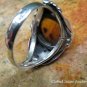 Large Sterling Silver Flower Design Ring w Genuin Amber RI-657-NY