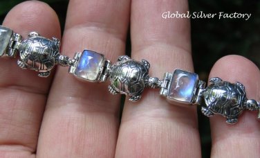 Rainbow Moonstone Turtle Bracelet  SBB-474-PS