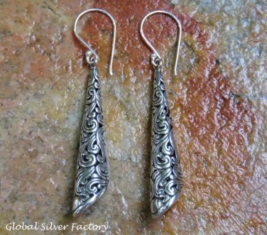 Sterling Silver Fancy Filigree Dangle Earrings SE-277-KA