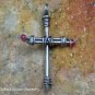 Hand Made Sterling Silver Christian Cross Pendant w Pink Crystal + Free Chain SP-821-NY