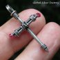Hand Made Sterling Silver Christian Cross Pendant w Pink Crystal + Free Chain SP-821-NY