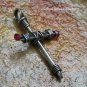 Hand Made Sterling Silver Christian Cross Pendant w Pink Crystal + Free Chain SP-821-NY