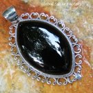 Sterling Silver Bali Ornate Filigree Pendant w Black Onyx SP-824-KA