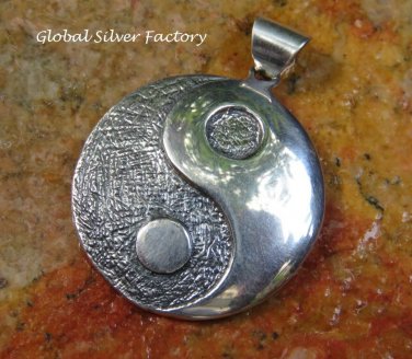 Round Sterling Silver Yin Yang Pendant SSP-160-PS
