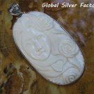Sterling Silver Lady Cameo and Flowers Pendant BP-199-PS
