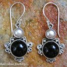 Sterling Silver Black Onyx & Pearl Earrings ER-833-NY