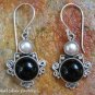 Sterling Silver Black Onyx & Pearl Earrings ER-833-NY