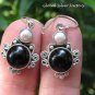 Sterling Silver Black Onyx & Pearl Earrings ER-833-NY
