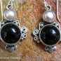 Sterling Silver Black Onyx & Pearl Earrings ER-833-NY