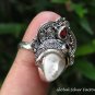 Adjustable Sterling Silver & Garnet Goddess Ring GDR-1307-PS