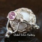 Silver 15mm Harmony Ball/Pregnancy Ball Pendant w/Pink Zircon HB-351-KT